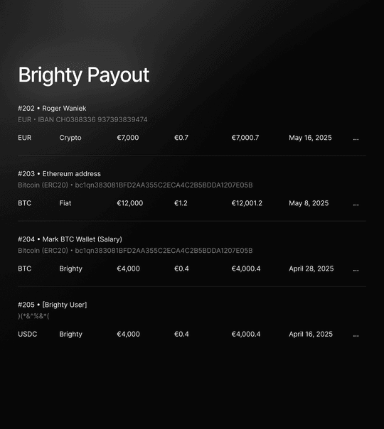 Payments | Brighty App